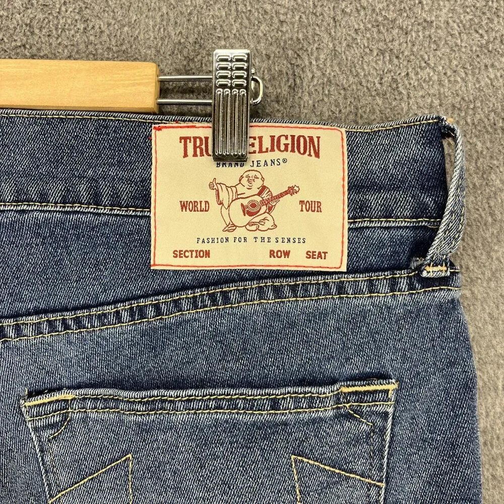 True Religion Jeans Mens‎ 34 X 32 Blue Geno Relaxed Slim Medium Tide Wash